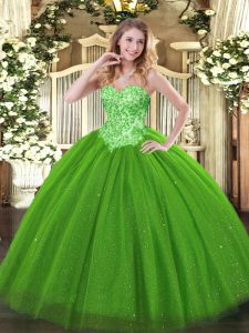 Excellent Sweetheart Sleeveless Sequined Sweet 16 Quinceanera Dress Appliques Lace Up