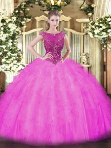 Gorgeous Ball Gowns Quinceanera Gown Lilac Scoop Tulle Sleeveless Zipper