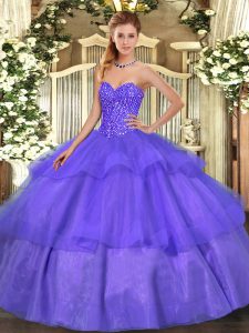 Clearance Floor Length Ball Gowns Sleeveless Lavender 15 Quinceanera Dress Lace Up