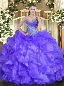 Fabulous Organza Sleeveless Floor Length 15th Birthday Dress and Beading and Ruffles