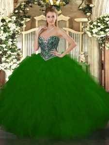 Vintage Floor Length Green Sweet 16 Quinceanera Dress Sweetheart Sleeveless Lace Up