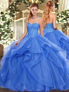 Charming Sleeveless Beading and Ruffles Lace Up Quinceanera Dresses