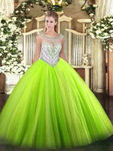 Sexy Quince Ball Gowns Military Ball and Sweet 16 and Quinceanera with Beading Scoop Sleeveless Zipper