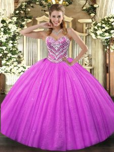 Charming Floor Length Ball Gowns Sleeveless Fuchsia Quinceanera Gown Lace Up