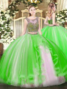 Sleeveless Tulle Lace Up Sweet 16 Dresses for Military Ball and Sweet 16 and Quinceanera