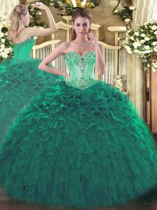 Floor Length Ball Gowns Sleeveless Turquoise Sweet 16 Dresses Lace Up