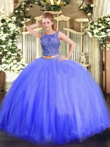 Fitting Sleeveless Lace Up Floor Length Beading Quince Ball Gowns