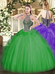 Ball Gowns Quinceanera Dress Green Sweetheart Tulle Sleeveless Floor Length Lace Up
