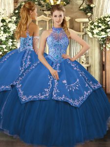 Eye-catching Sleeveless Floor Length Beading and Embroidery Lace Up Quince Ball Gowns with Teal