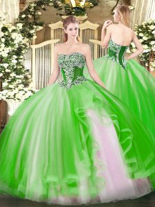 Extravagant Sleeveless Tulle Lace Up Sweet 16 Dress for Military Ball and Sweet 16 and Quinceanera