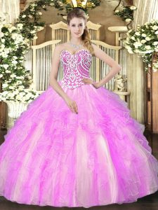 Luxurious Sweetheart Sleeveless Lace Up Quinceanera Dress Lilac Tulle
