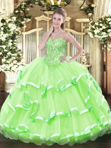 Organza Sweetheart Sleeveless Lace Up Appliques and Ruffled Layers Vestidos de Quinceanera in