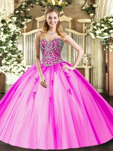 Lilac Sleeveless Tulle Lace Up Sweet 16 Dress for Military Ball and Sweet 16 and Quinceanera