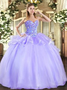 Embroidery Quinceanera Dress Lavender Lace Up Sleeveless Floor Length