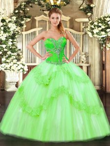 Decent Sweetheart Lace Up Beading and Ruffles Quince Ball Gowns Sleeveless