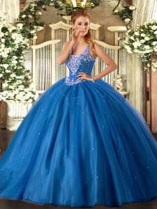 Glorious Sleeveless Lace Up Floor Length Beading Quinceanera Gowns