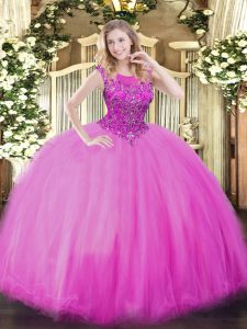 Free and Easy Lilac Zipper Scoop Beading Ball Gown Prom Dress Organza Sleeveless