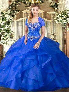 Shining Tulle Sleeveless Floor Length Ball Gown Prom Dress and Beading and Ruffles