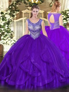 Exquisite Sleeveless Beading and Ruffles Lace Up Quinceanera Gowns