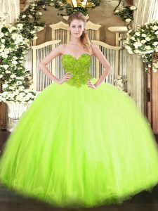 Glorious Sleeveless Organza and Tulle Lace Up Sweet 16 Quinceanera Dress for Military Ball and Sweet 16 and Quinceanera