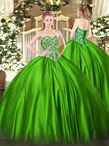 Vintage Floor Length Green Vestidos de Quinceanera Sweetheart Sleeveless Lace Up