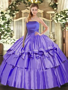 Adorable Ruffled Layers Sweet 16 Dress Lavender Lace Up Sleeveless Floor Length