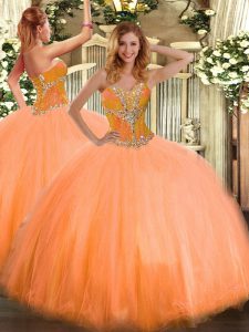 Extravagant Tulle Sleeveless Floor Length Sweet 16 Quinceanera Dress and Beading