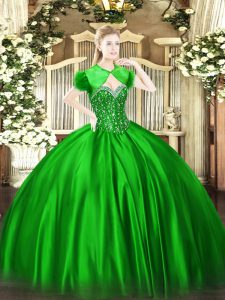 Sumptuous Floor Length Green Sweet 16 Dresses Sweetheart Sleeveless Lace Up