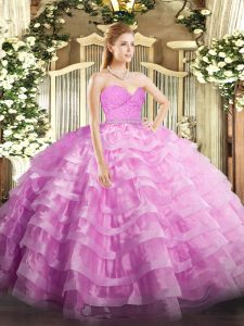 Suitable Sleeveless Zipper Floor Length Beading and Lace and Ruffled Layers Quinceanera Dress