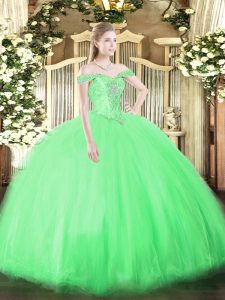 Sleeveless Floor Length Beading Lace Up Quinceanera Dresses