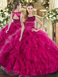 Nice Sleeveless Lace Up Floor Length Ruffles Sweet 16 Dresses