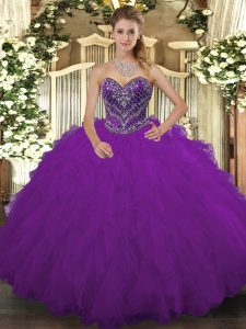 Floor Length Ball Gowns Sleeveless Purple Sweet 16 Quinceanera Dress Lace Up