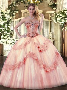High End Lace Up Sweet 16 Quinceanera Dress Baby Pink for Sweet 16 and Quinceanera with Beading and Appliques