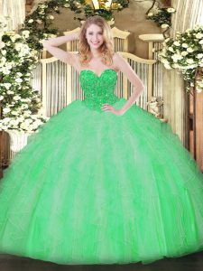 Sleeveless Lace Up Floor Length Ruffles Quinceanera Gowns