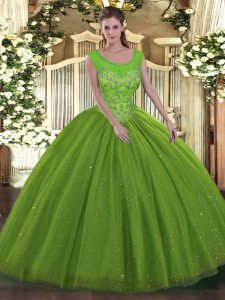 Sumptuous Floor Length Backless Quince Ball Gowns for Military Ball and Sweet 16 and Quinceanera with Beading