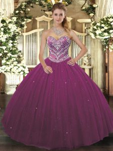 Sleeveless Lace Up Floor Length Beading Quinceanera Gown