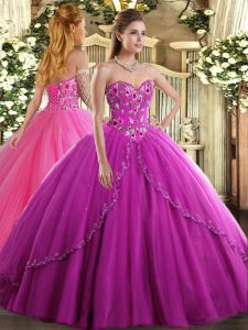 Dynamic Sleeveless Brush Train Lace Up Appliques and Embroidery Vestidos de Quinceanera