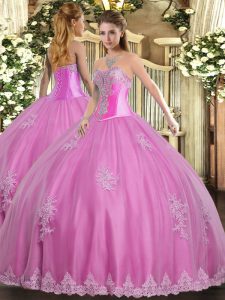 Artistic Sleeveless Lace Up Floor Length Beading and Appliques Sweet 16 Quinceanera Dress
