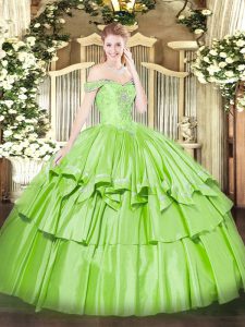 Sleeveless Lace Up Floor Length Beading and Ruffled Layers Sweet 16 Quinceanera Dress