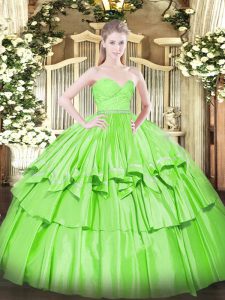 Vintage Sleeveless Zipper Floor Length Beading and Lace and Ruffled Layers Quinceanera Gown