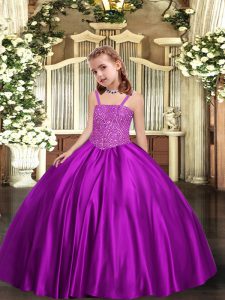 Most Popular Sleeveless Lace Up Floor Length Beading High School Pageant Dress