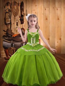 Elegant Organza Sleeveless Floor Length Pageant Gowns and Embroidery