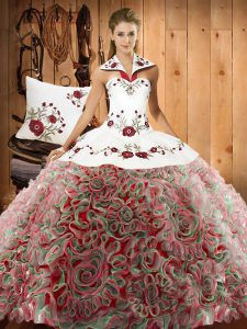 Multi-color Sleeveless Embroidery Lace Up 15 Quinceanera Dress