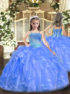 Organza and Sequined Sleeveless Floor Length Pageant Dress Womens and Ruffles and Sequins
