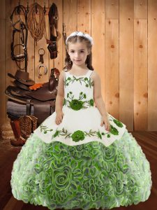New Style Multi-color Little Girls Pageant Dress Wholesale Sweet 16 and Quinceanera with Embroidery and Ruffles Straps Sleeveless Lace Up