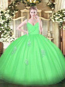 Floor Length Ball Gowns Sleeveless Green 15 Quinceanera Dress Zipper