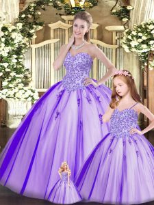 Attractive Floor Length Ball Gowns Sleeveless Purple 15th Birthday Dress Lace Up