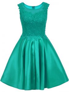 Exquisite Turquoise Sleeveless Satin Zipper Vestidos de Damas for Prom and Party