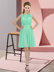 Enchanting Chiffon Scoop Sleeveless Zipper Sequins Quinceanera Court Dresses in Apple Green