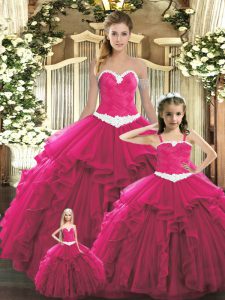 Nice Red Sleeveless Floor Length Ruffles Lace Up Sweet 16 Dresses